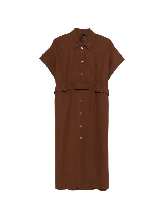 Pinko Belted Buttoned Midi Shirt Dress