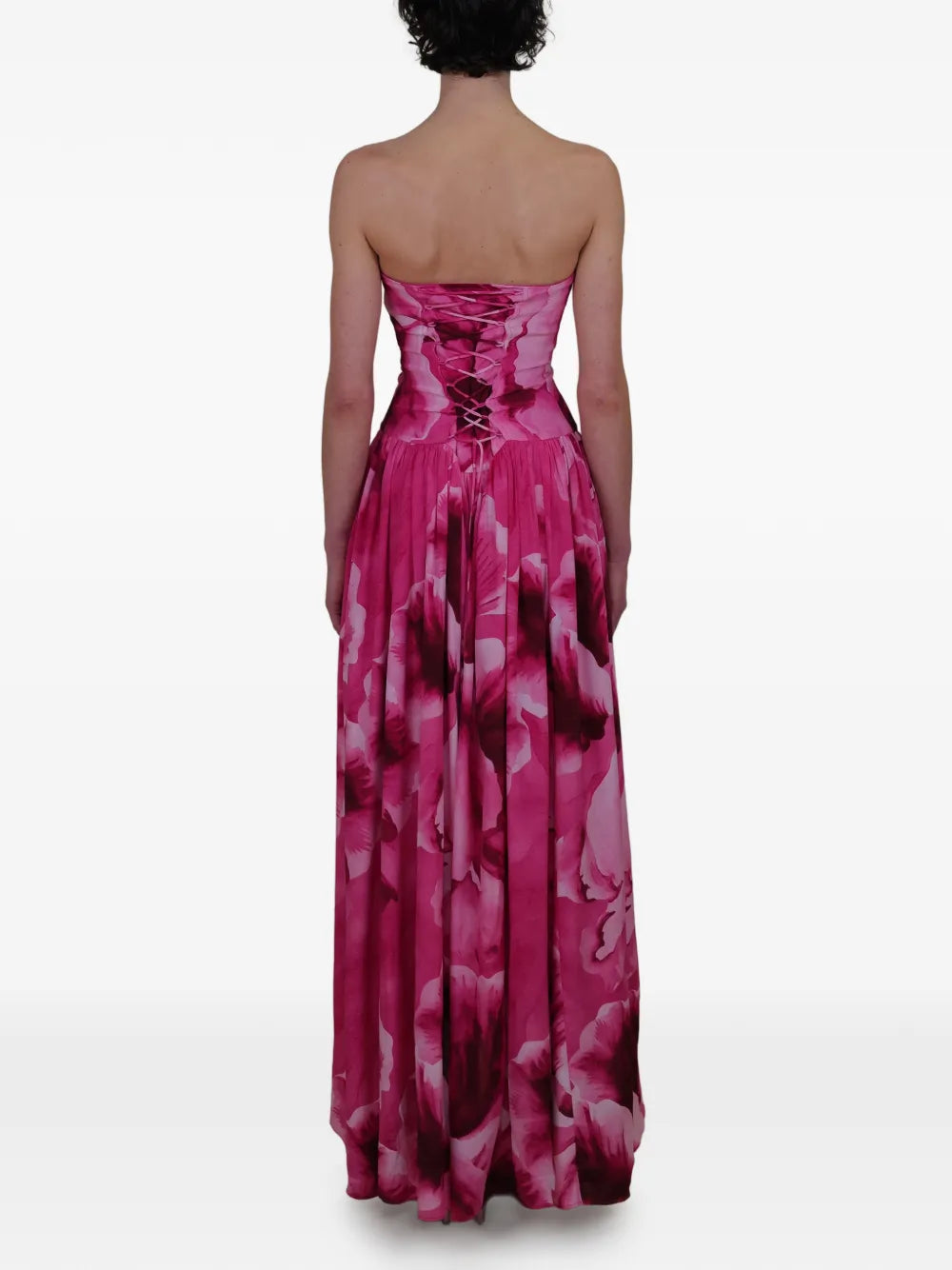 Azeeza Nayara Floral Print Strapless Midi Dress