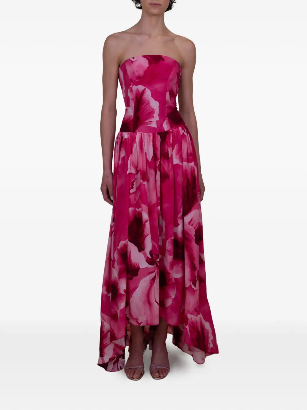 Azeeza Nayara Floral Print Strapless Midi Dress