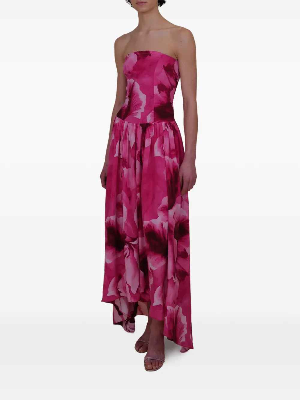 Azeeza Nayara Floral Print Strapless Midi Dress