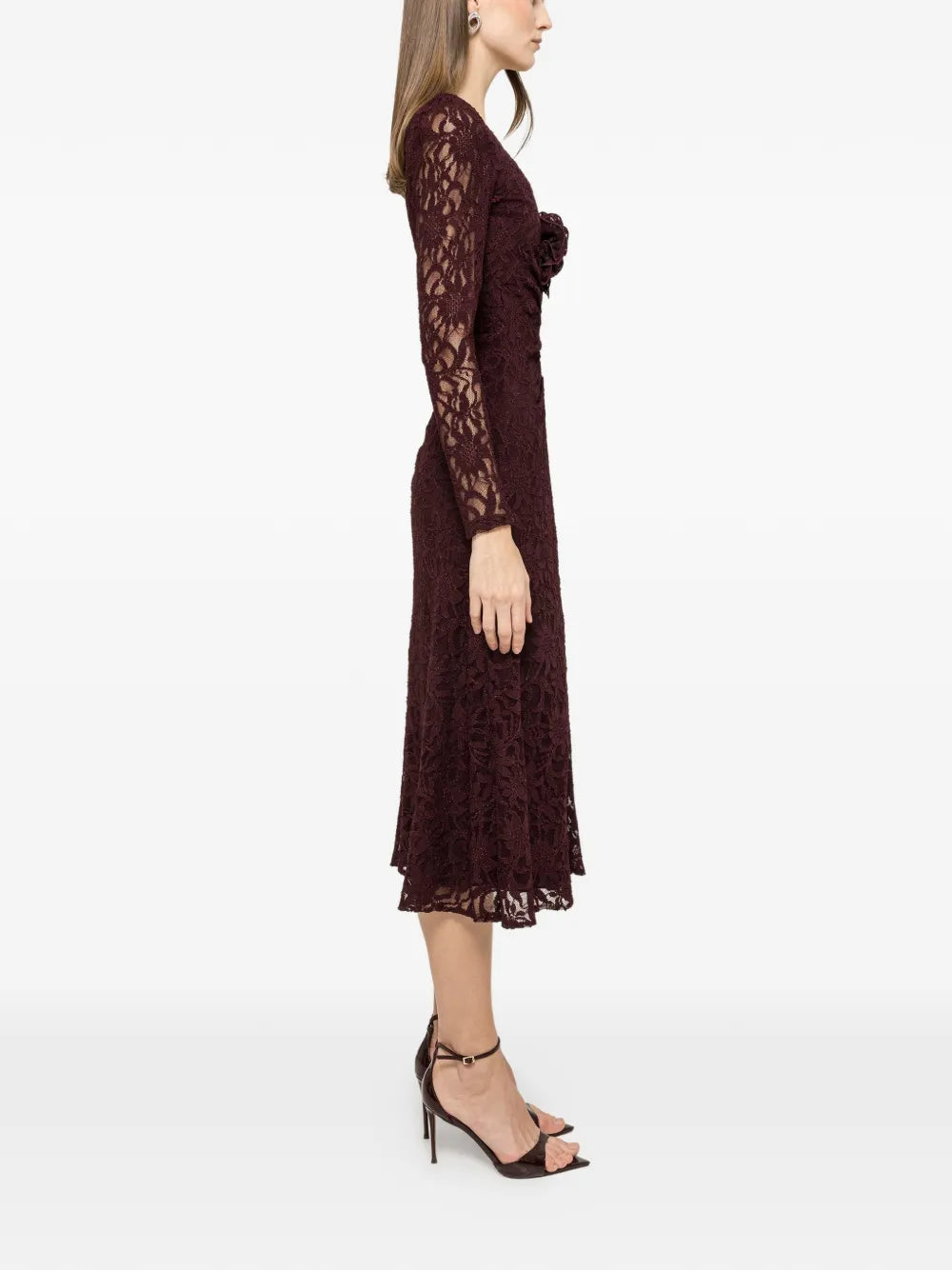 Nissa Floral Applique Lace Dress