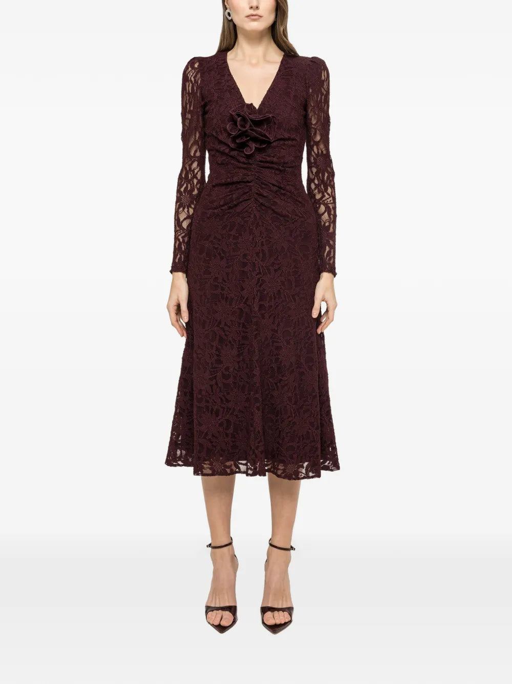 Nissa Floral Applique Lace Dress