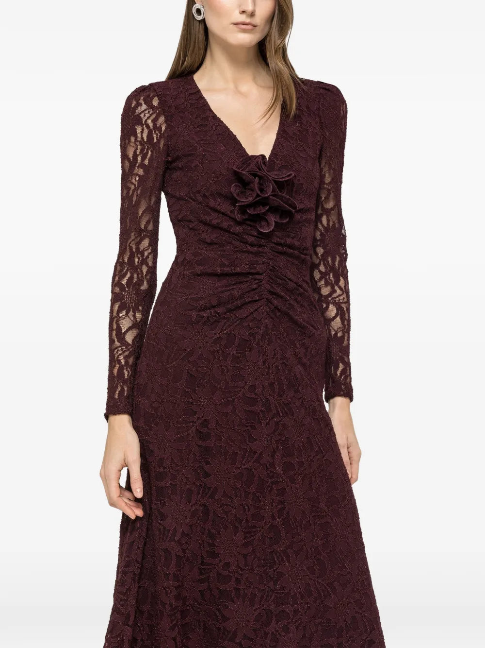 Nissa Floral Applique Lace Dress