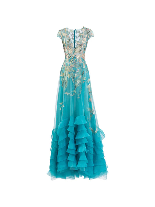 Saiid Kobeisy Ruffled Floral Maxi Dress