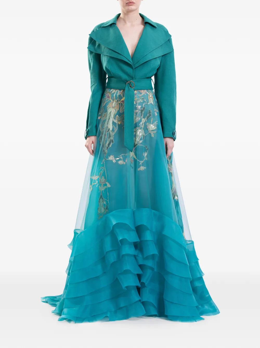 Saiid Kobeisy Ruffled Floral Maxi Dress