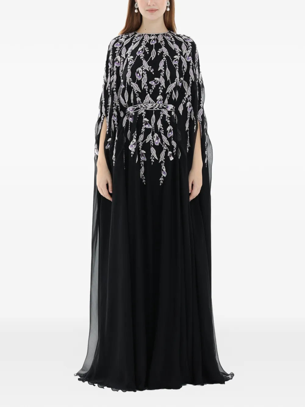 Dina Melwani Embellished Belted Maxi Dress