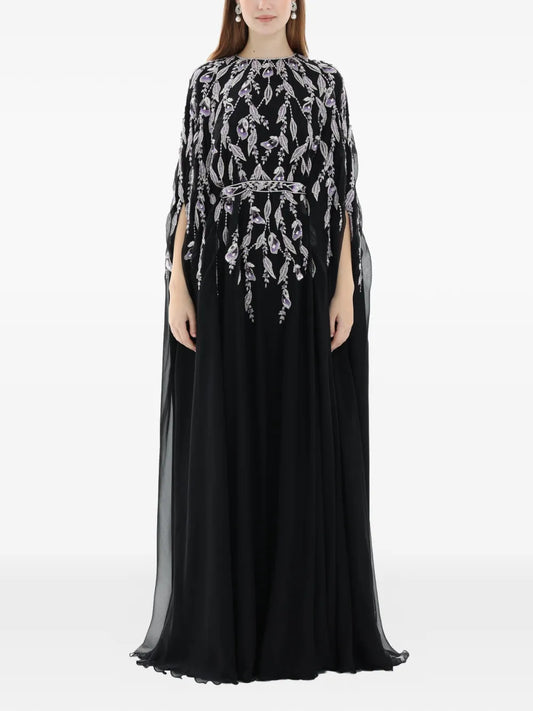 Dina Melwani Embellished Belted Maxi Dress