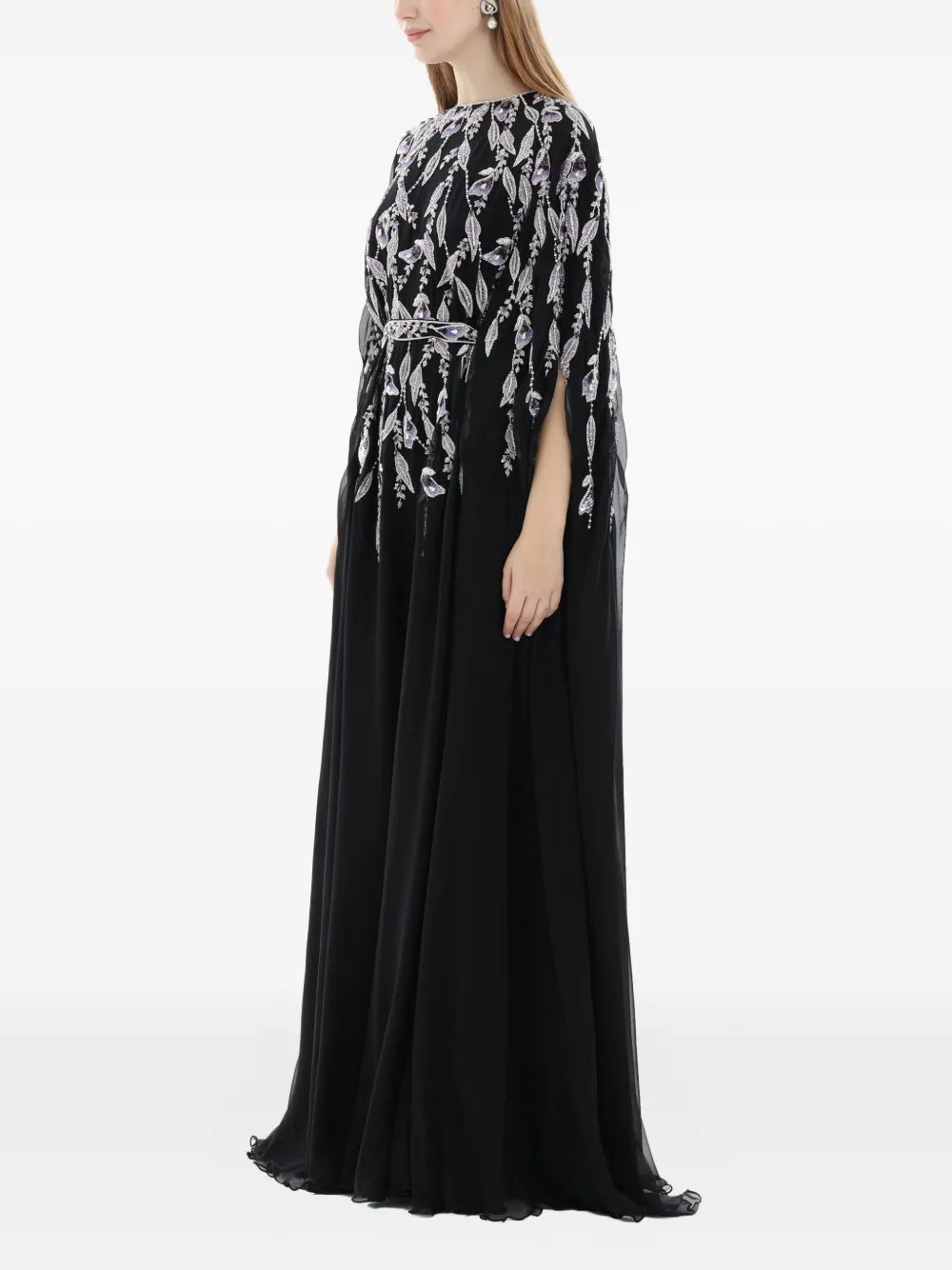 Dina Melwani Embellished Belted Maxi Dress