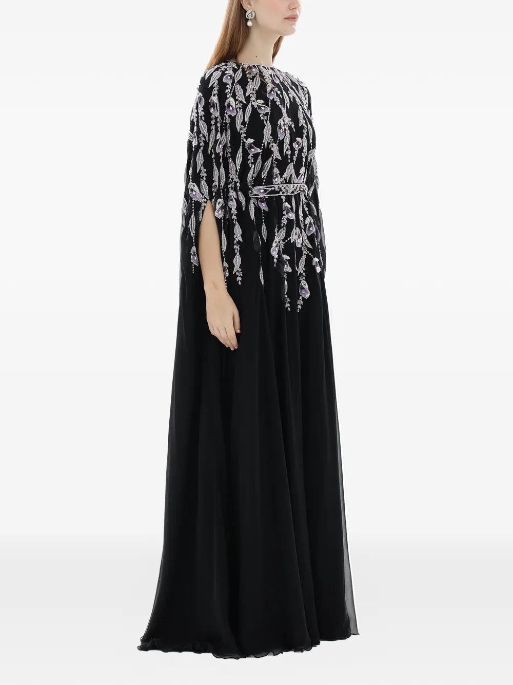 Dina Melwani Embellished Belted Maxi Dress