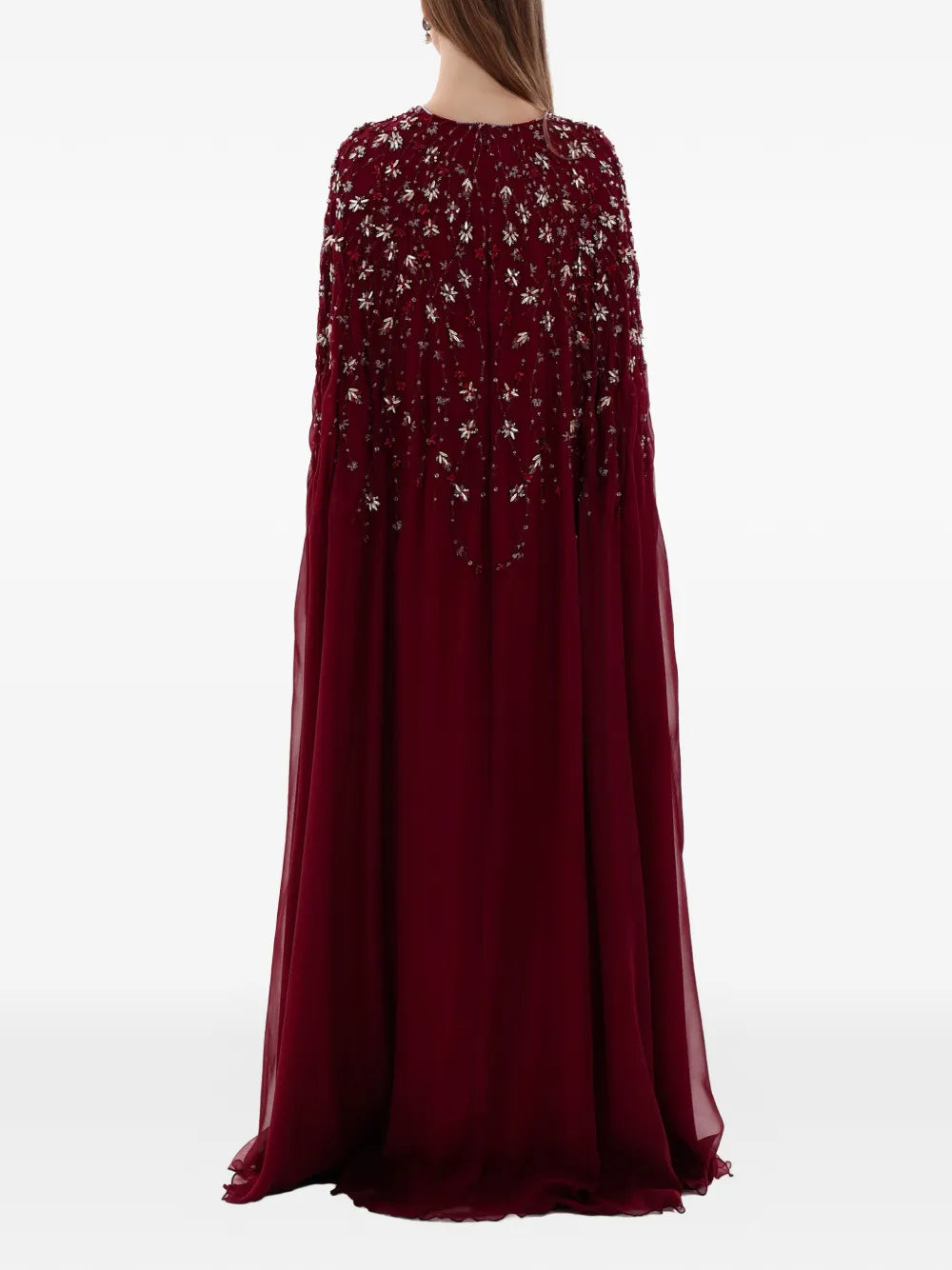 Dina Melwani Beaded Cape Dress