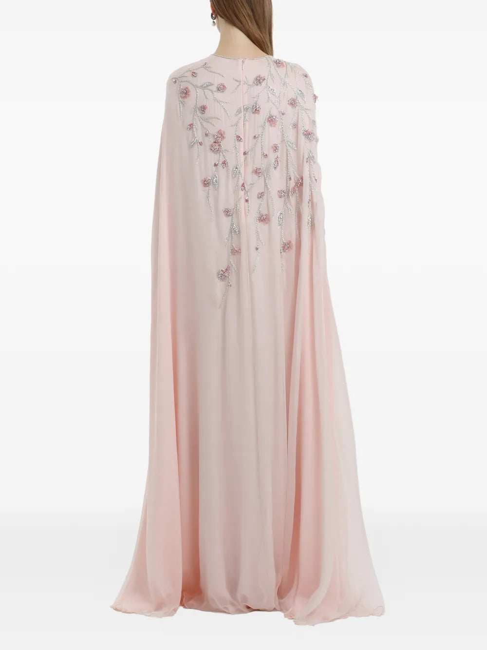 Dina Melwani Floral Beaded Maxi Dress