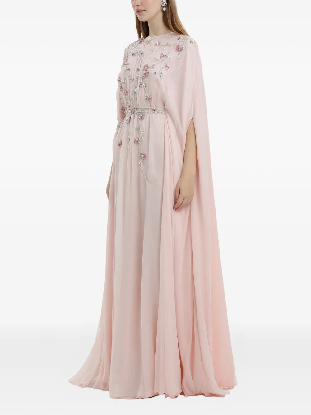 Dina Melwani Floral Beaded Maxi Dress