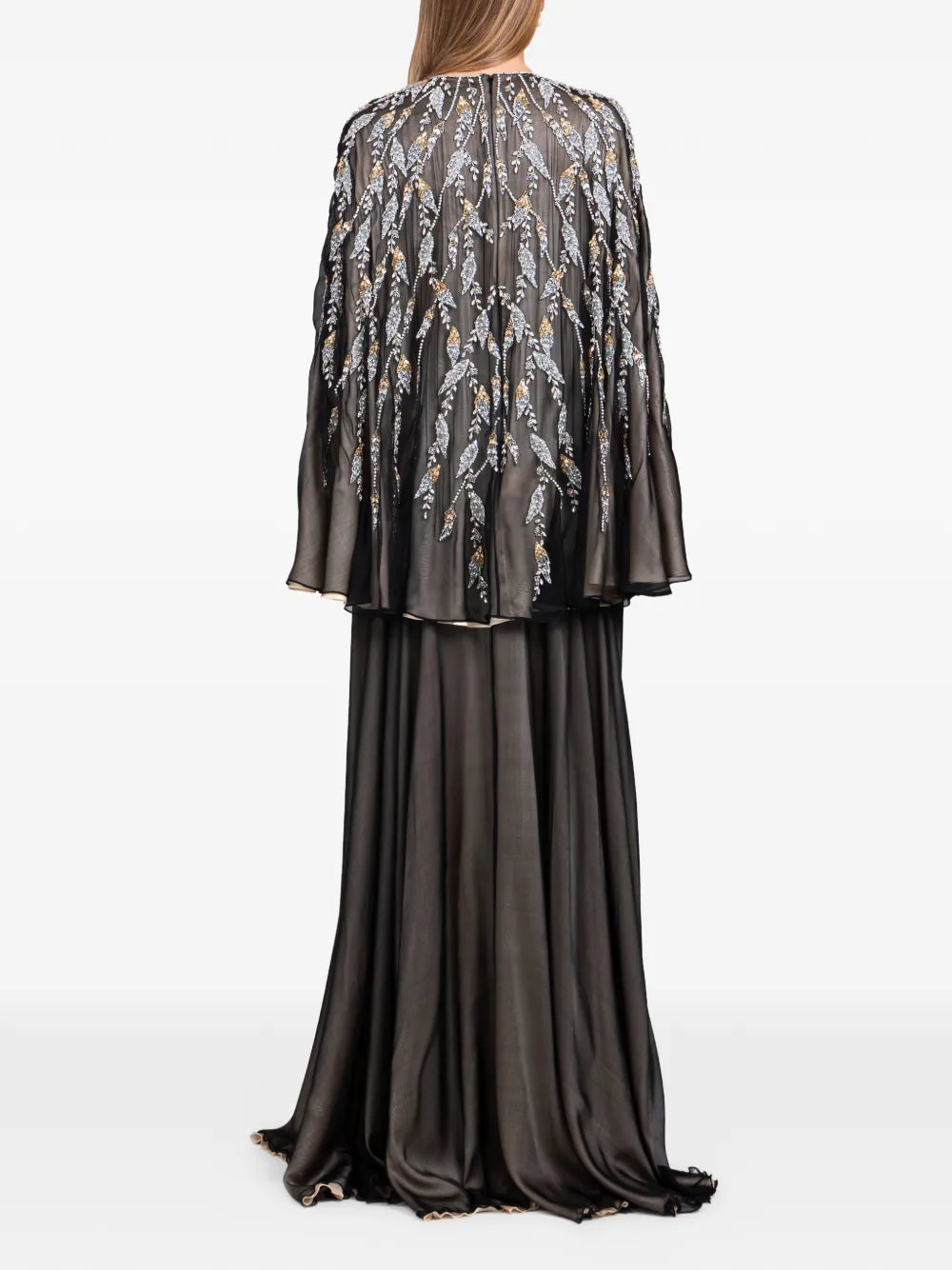 Dina Melwani Embroidered Details Maxi Dress