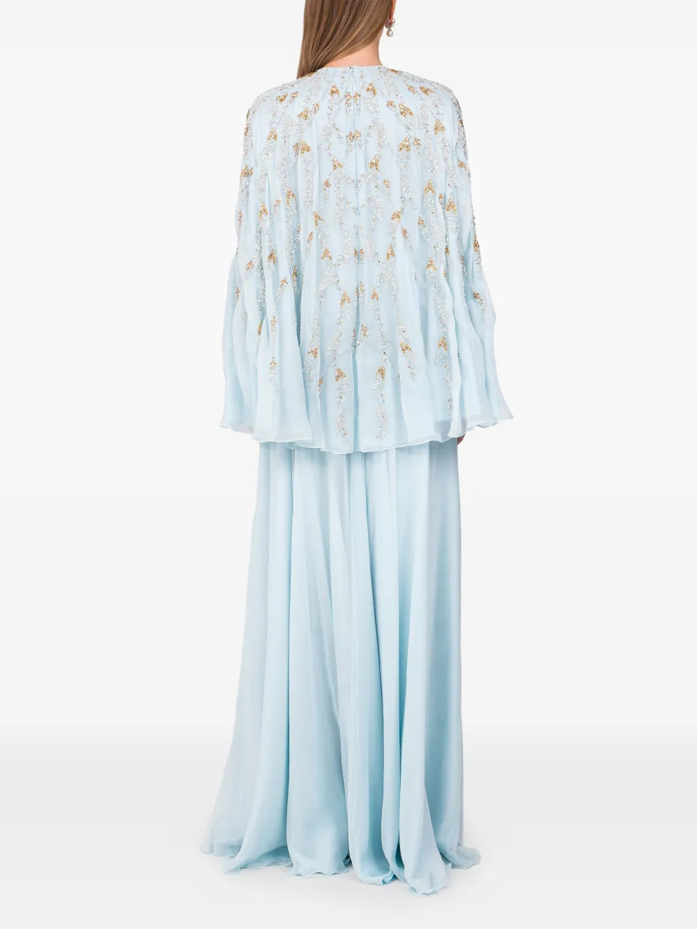 Dina Melwani Embellished Slit Sleeve Maxi Dress