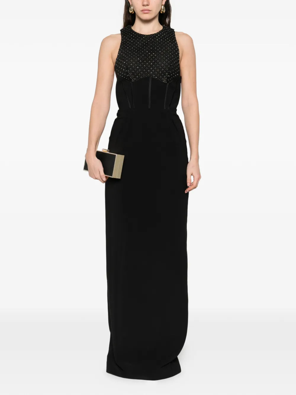 Elisabetta Franchi Rhinestone Embellished Maxi Dress