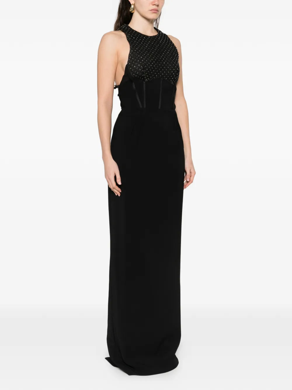 Elisabetta Franchi Rhinestone Embellished Maxi Dress