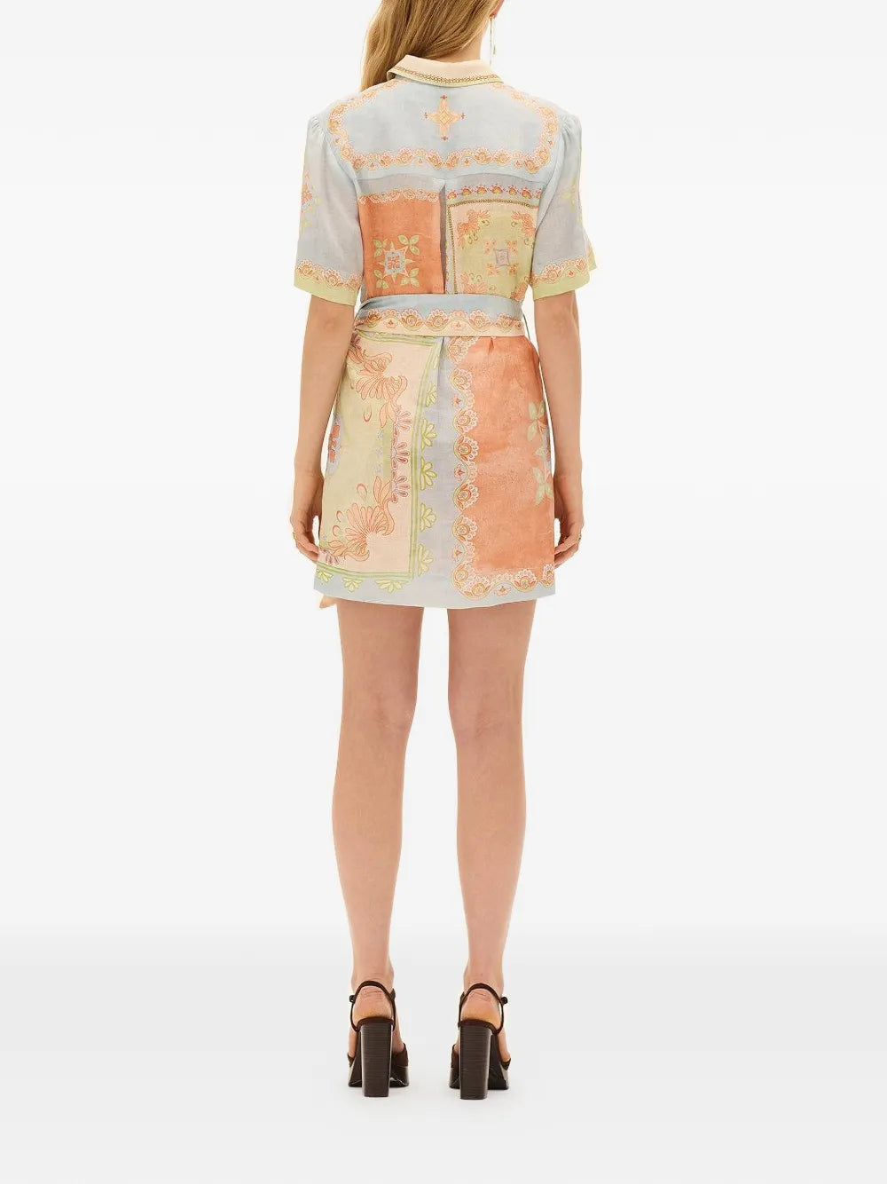 Kate Ford Floral Print Belted Shirt Dress