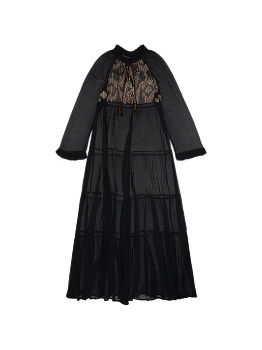 Fortela Arsia Embroidered Silk Maxi Dress