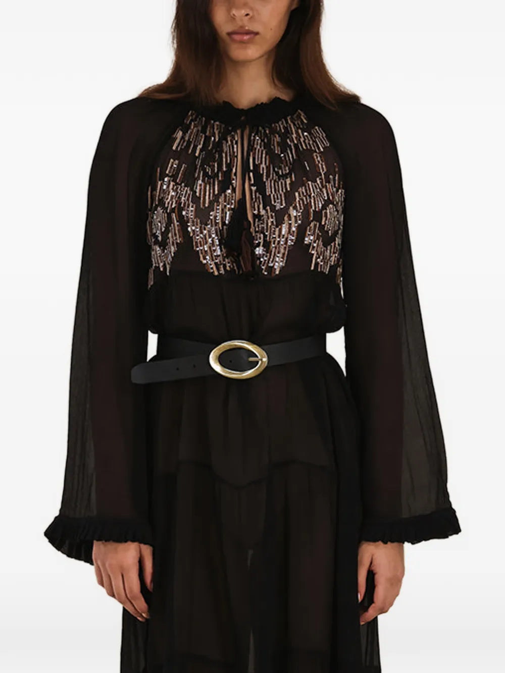 Fortela Arsia Embroidered Silk Maxi Dress