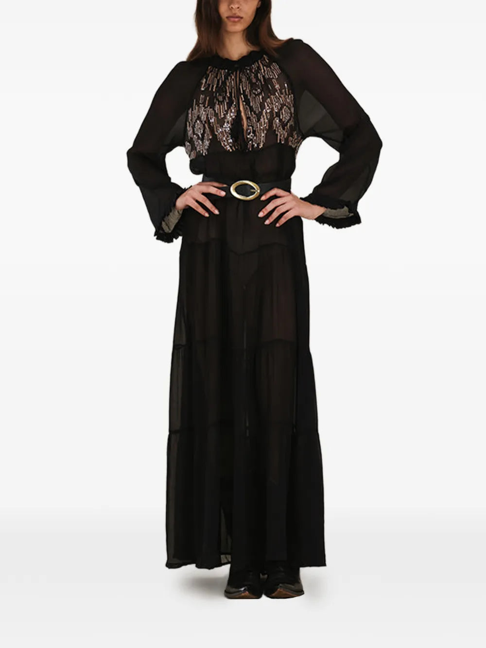 Fortela Arsia Embroidered Silk Maxi Dress