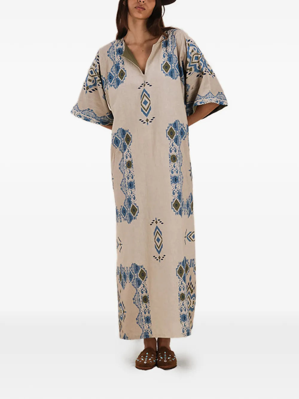 Fortela Acaia V Neck Midi Dress