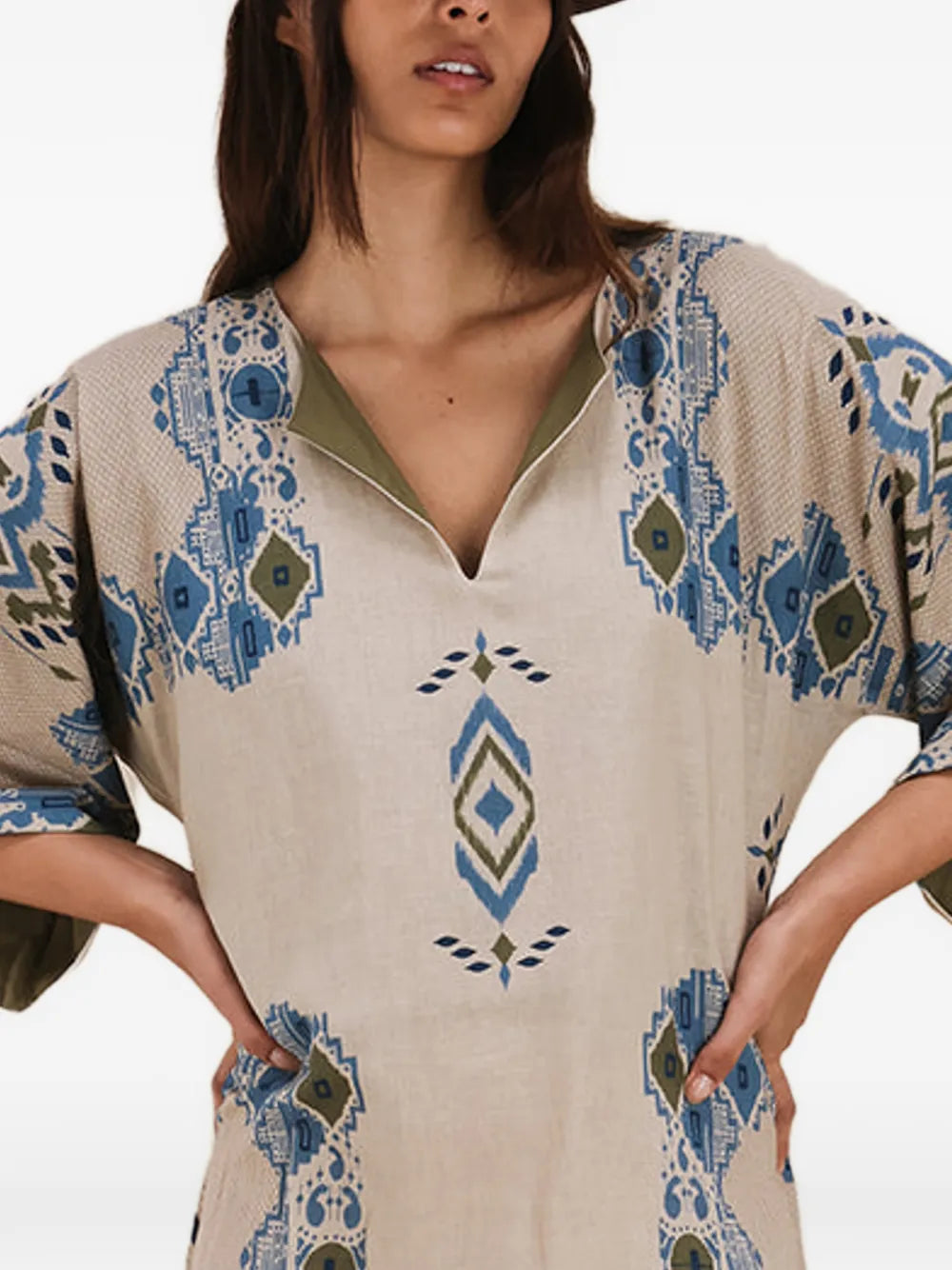 Fortela Acaia V Neck Midi Dress