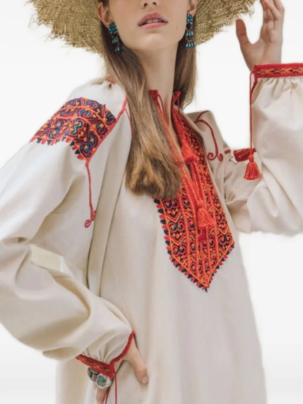 Fortela Afra Embroidered Midi Dress
