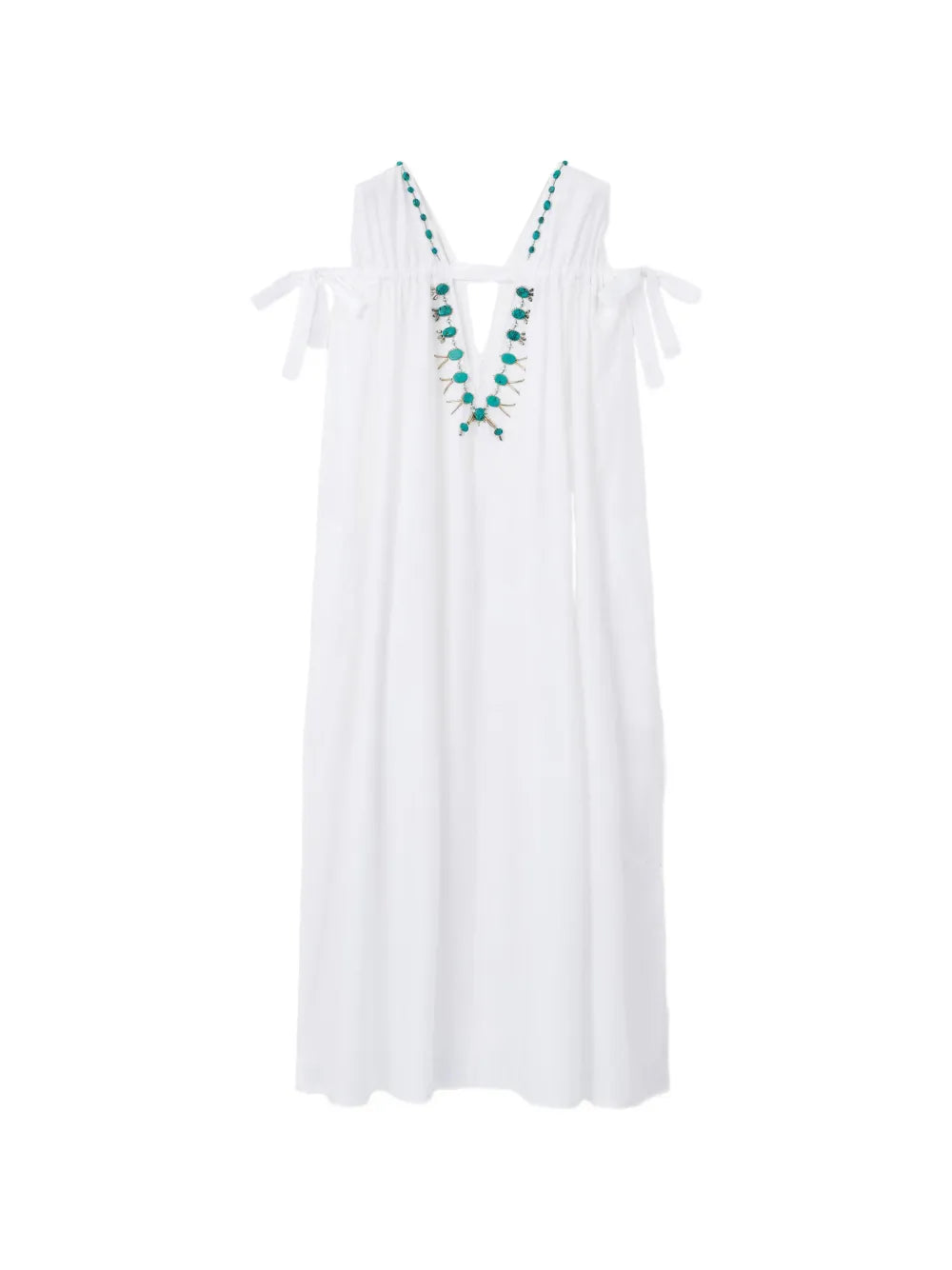 Fortela Turquoise Stone V Neck Dress