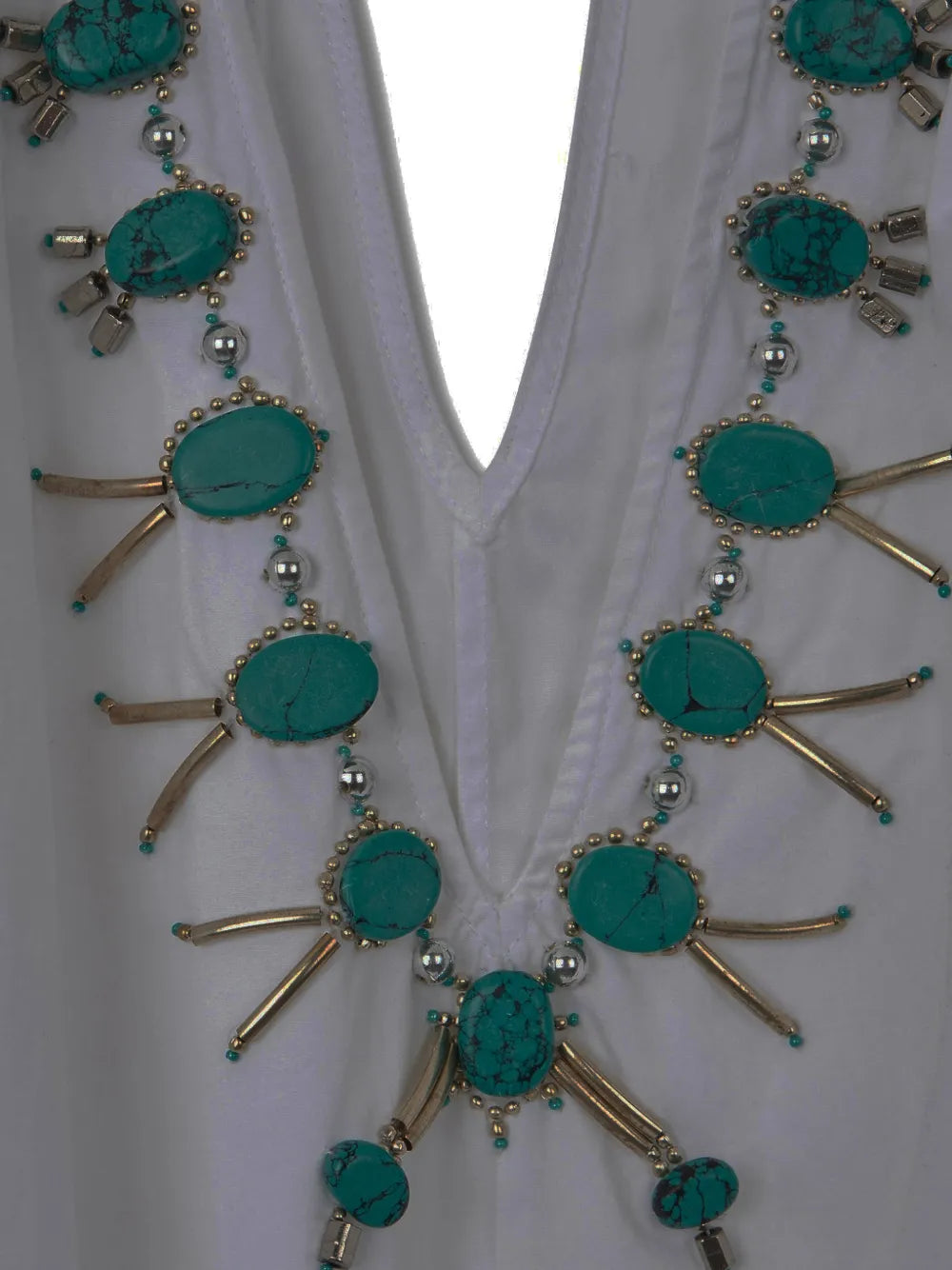 Fortela Turquoise Stone V Neck Dress