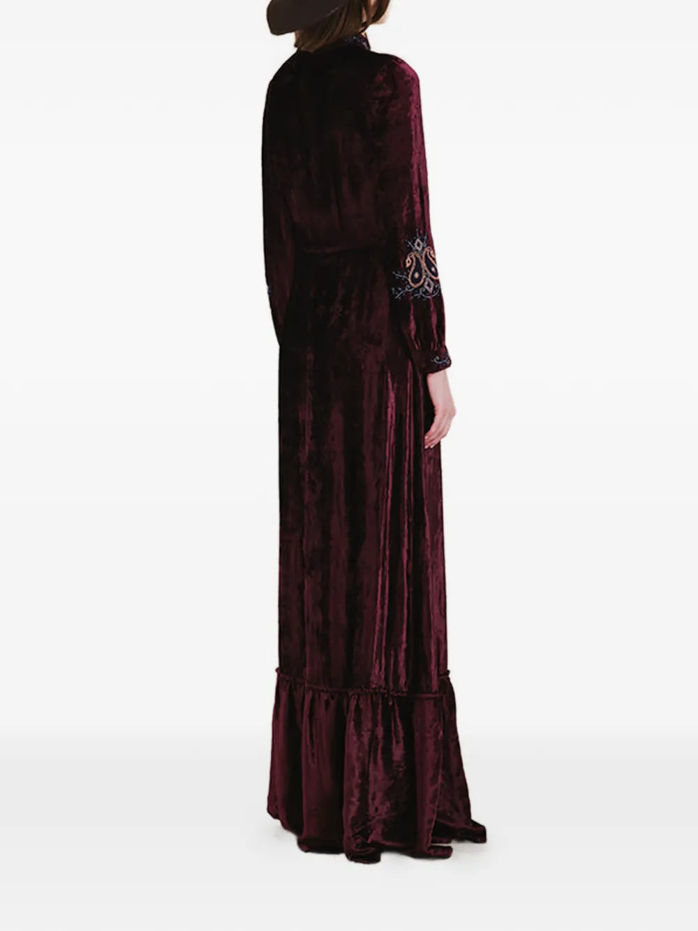Fortela Georgine Velvet Embroidery Maxi Dress