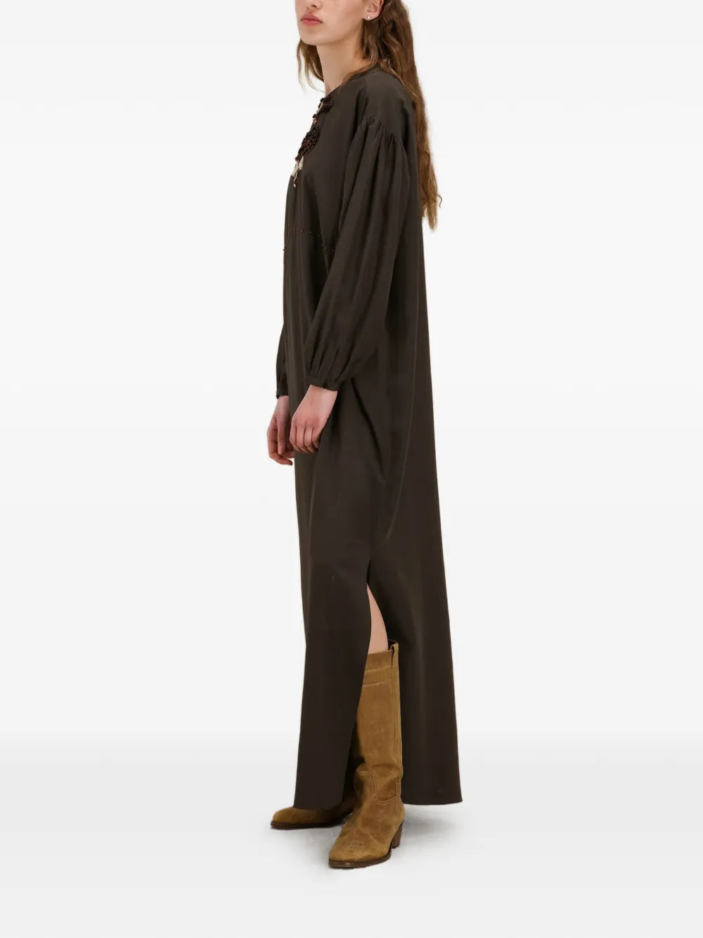 Fortela Allegral Embroidered V Neck Dress