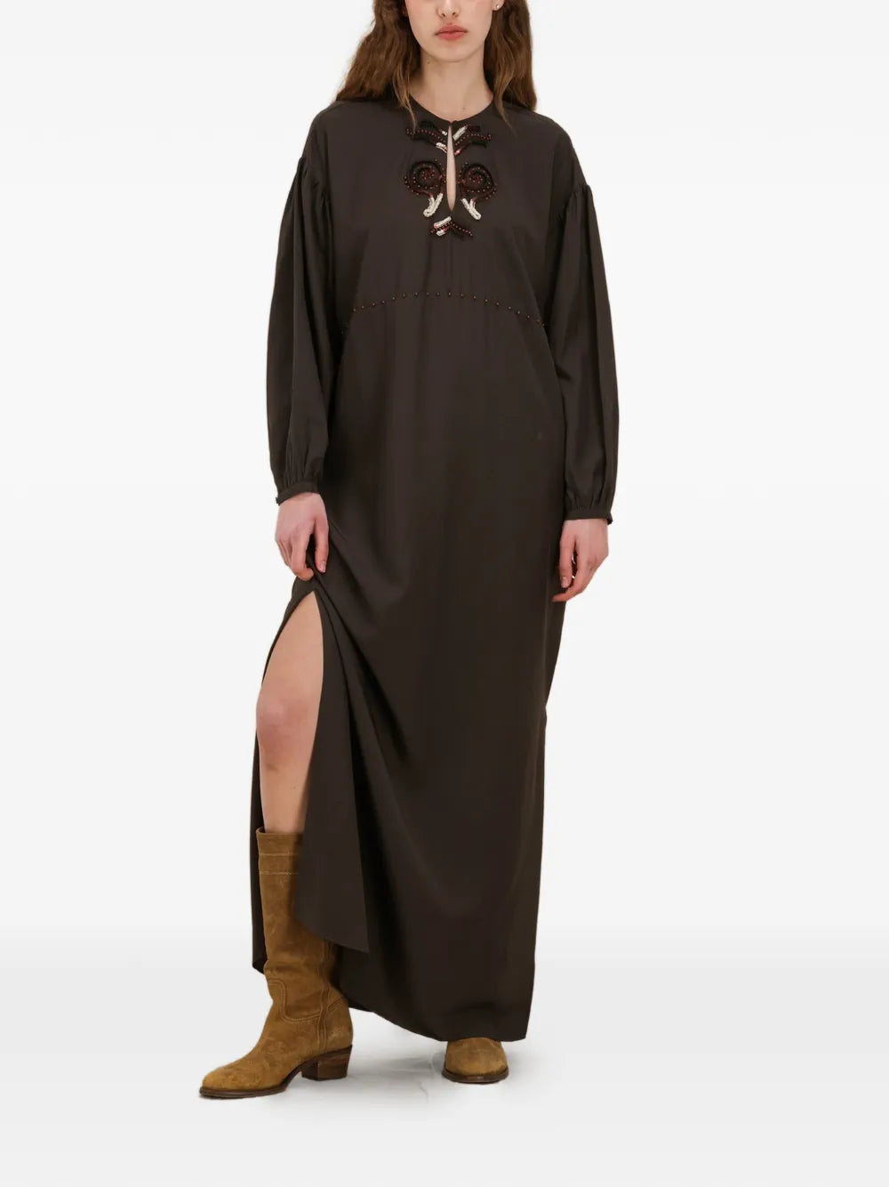 Fortela Allegral Embroidered V Neck Dress