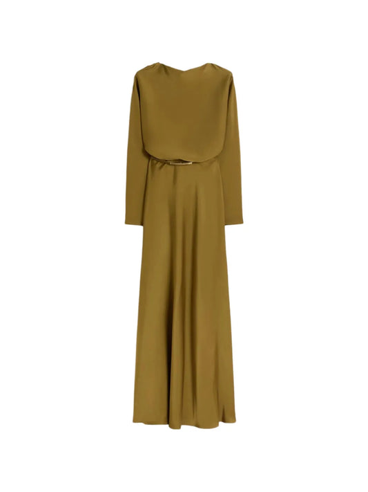 Max Mara Satin Belted Maxi Dress