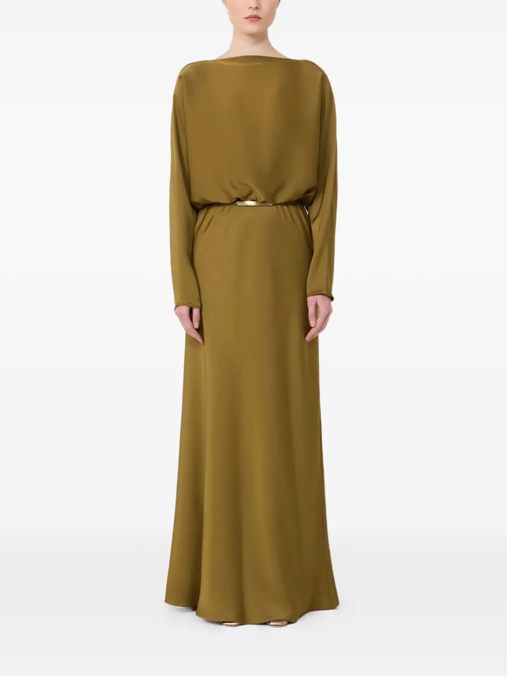 Max Mara Satin Belted Maxi Dress