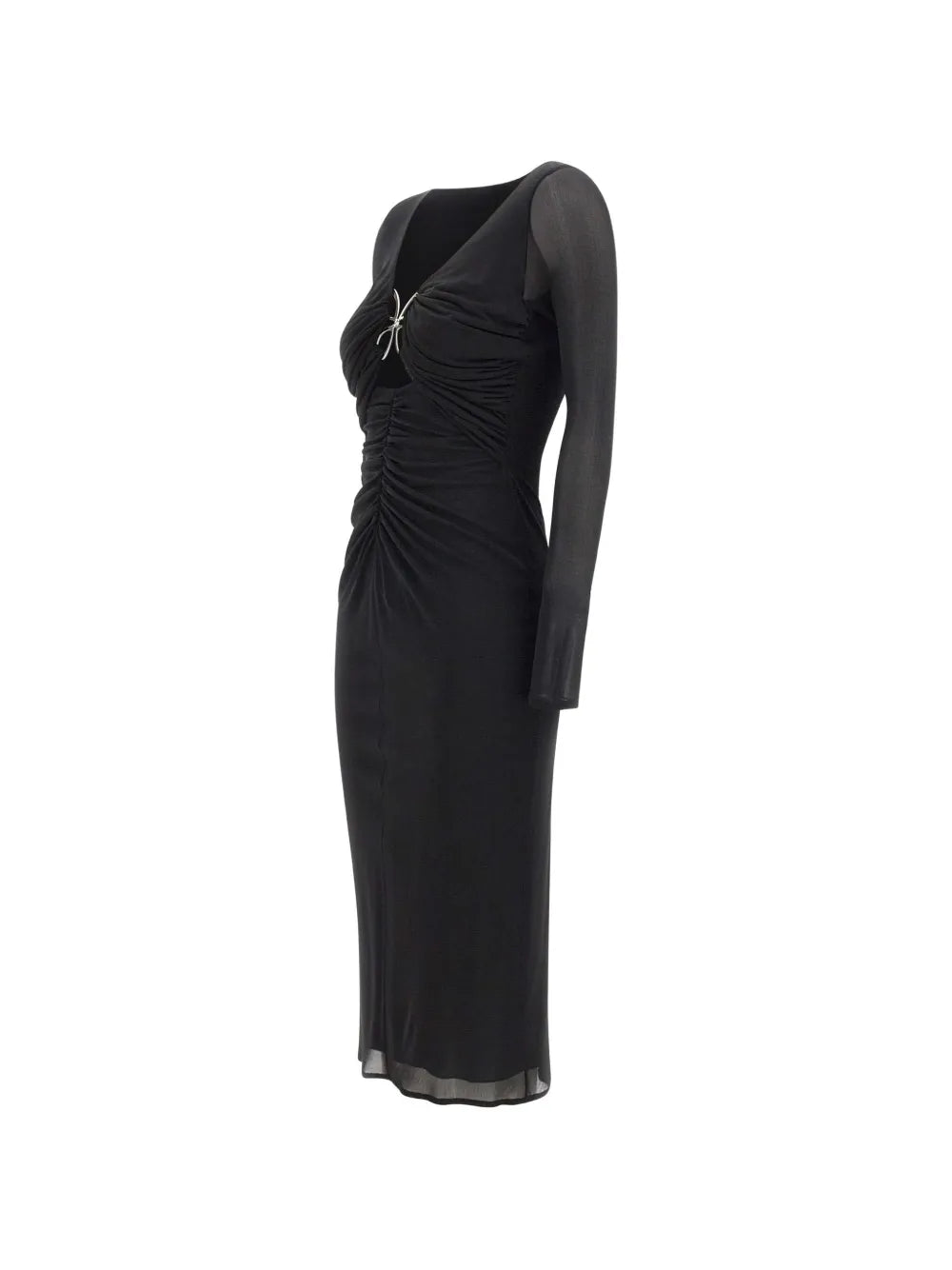 Blumarine Butterfly Clasp Ruched Midi Dress