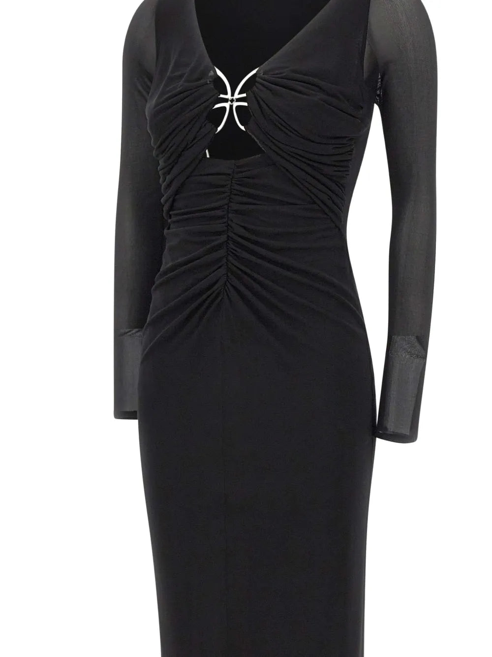 Blumarine Butterfly Clasp Ruched Midi Dress
