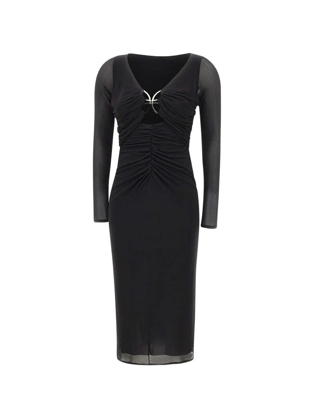 Blumarine Butterfly Clasp Ruched Midi Dress