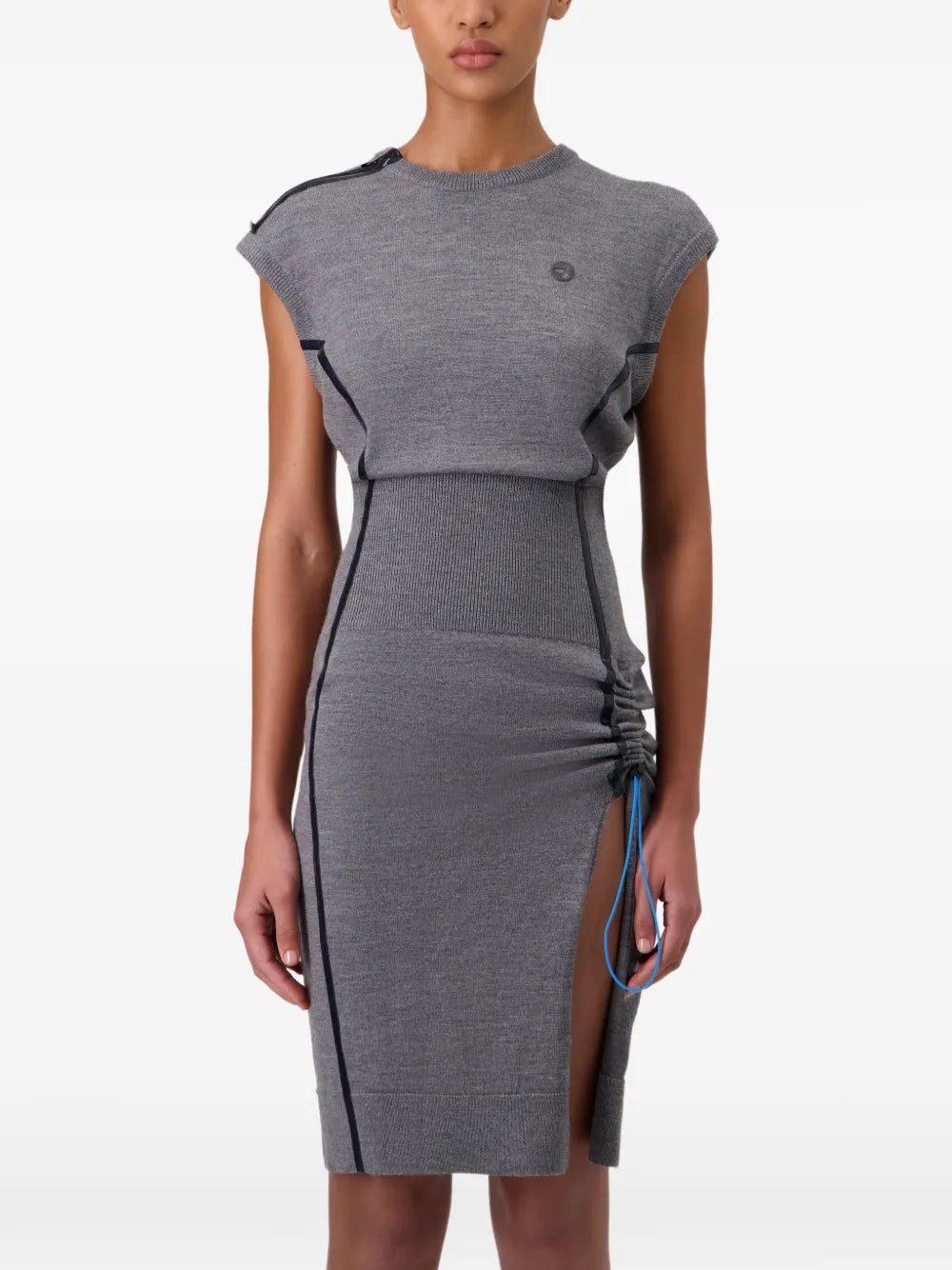Coperni Side Gathering Cap Sleeve Mini Dress