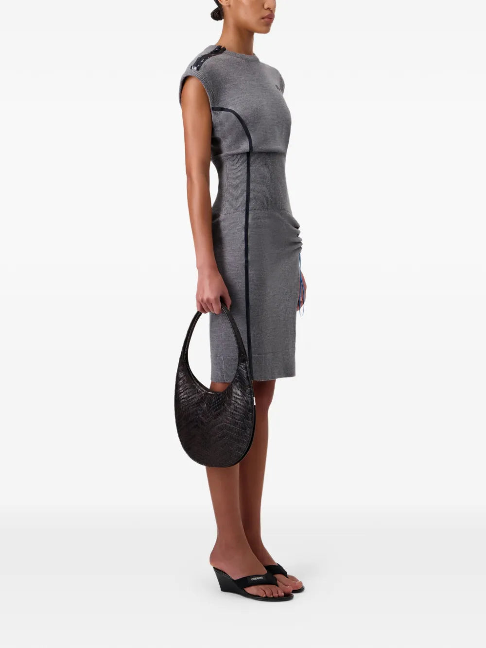 Coperni Side Gathering Cap Sleeve Mini Dress