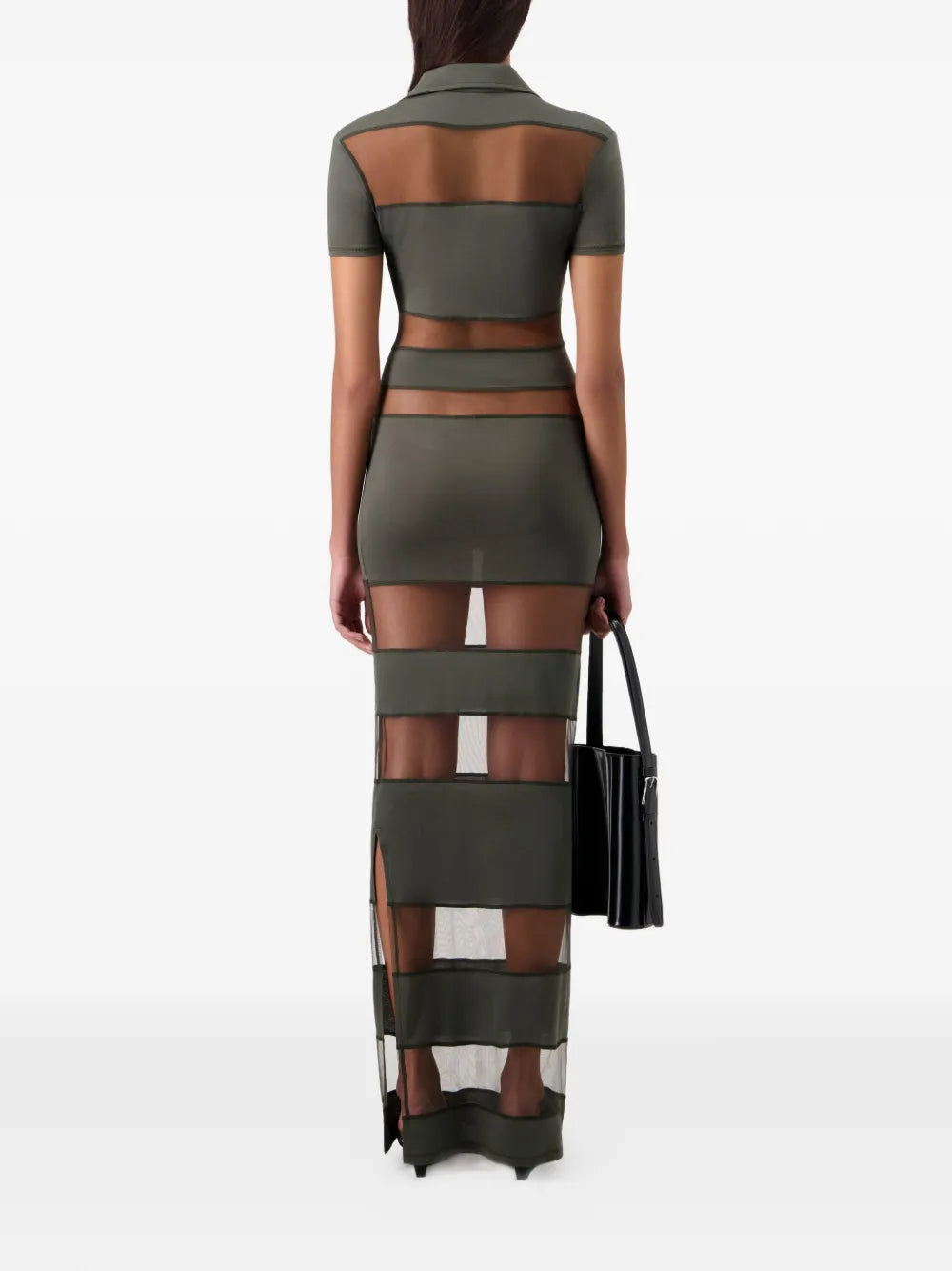 Coperni Maxi Sheer Striped Polo Dress