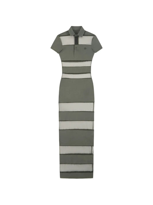 Coperni Maxi Sheer Striped Polo Dress