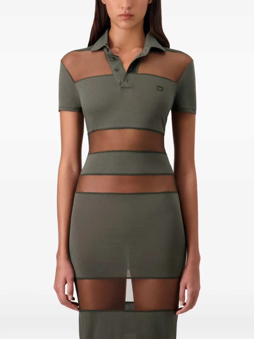 Coperni Maxi Sheer Striped Polo Dress