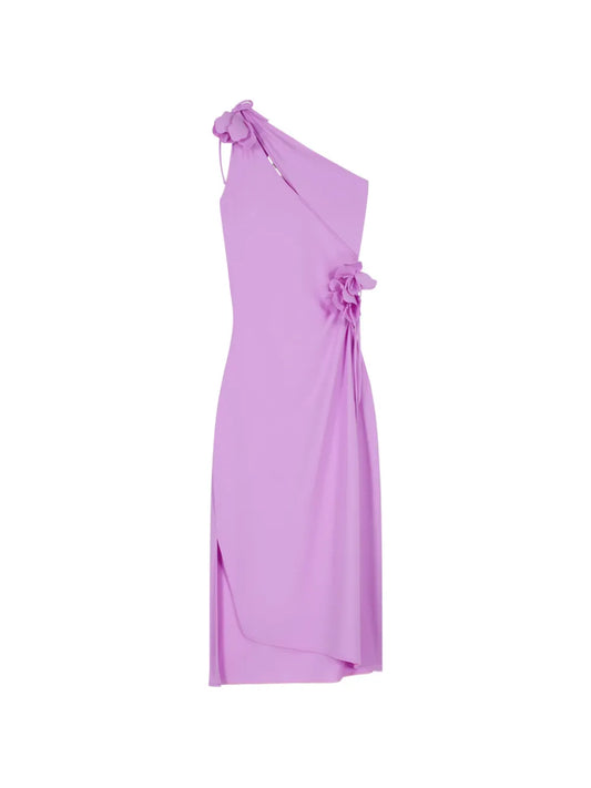 Coperni Asymmetric Flower Gown Midi Dress