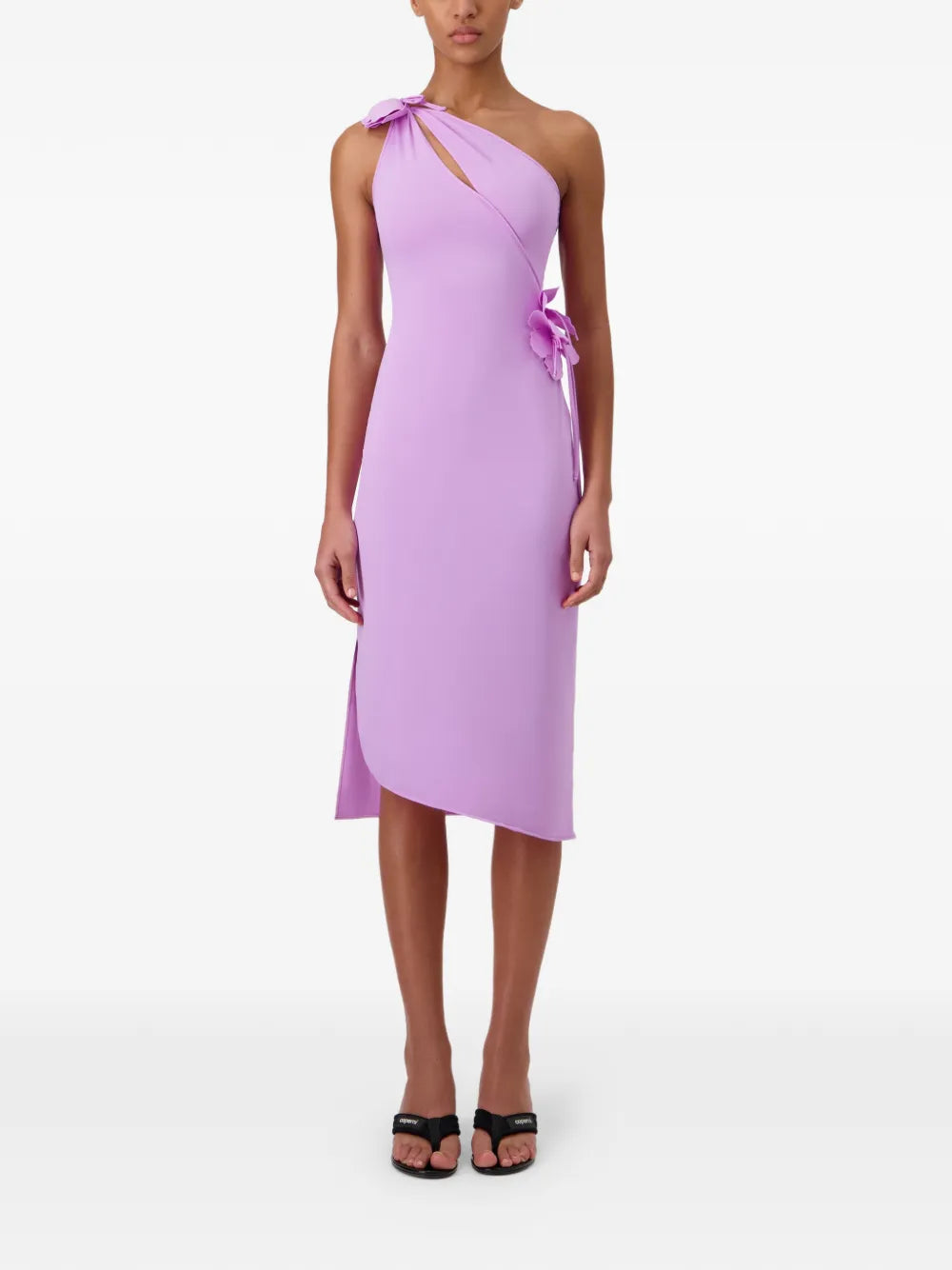 Coperni Asymmetric Flower Gown Midi Dress