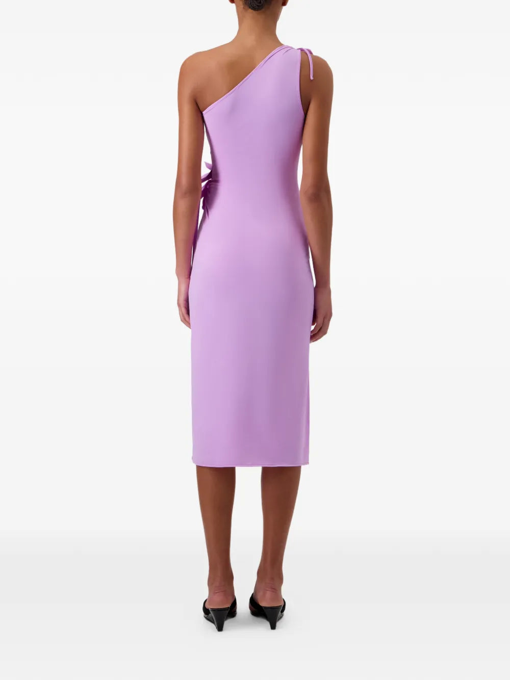 Coperni Asymmetric Flower Gown Midi Dress