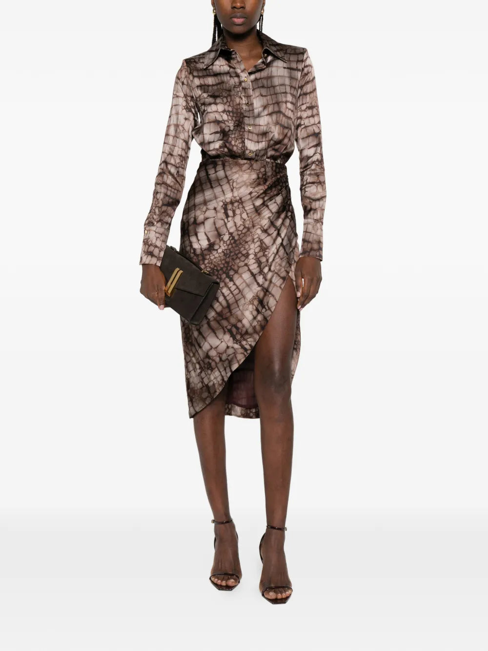 Elisabetta Franchi Collared Patterned Midi Dress