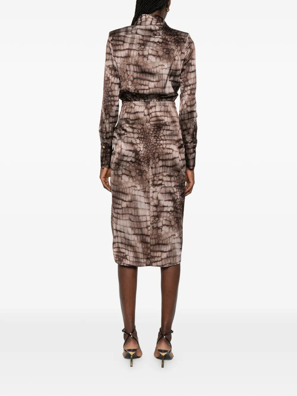 Elisabetta Franchi Collared Patterned Midi Dress