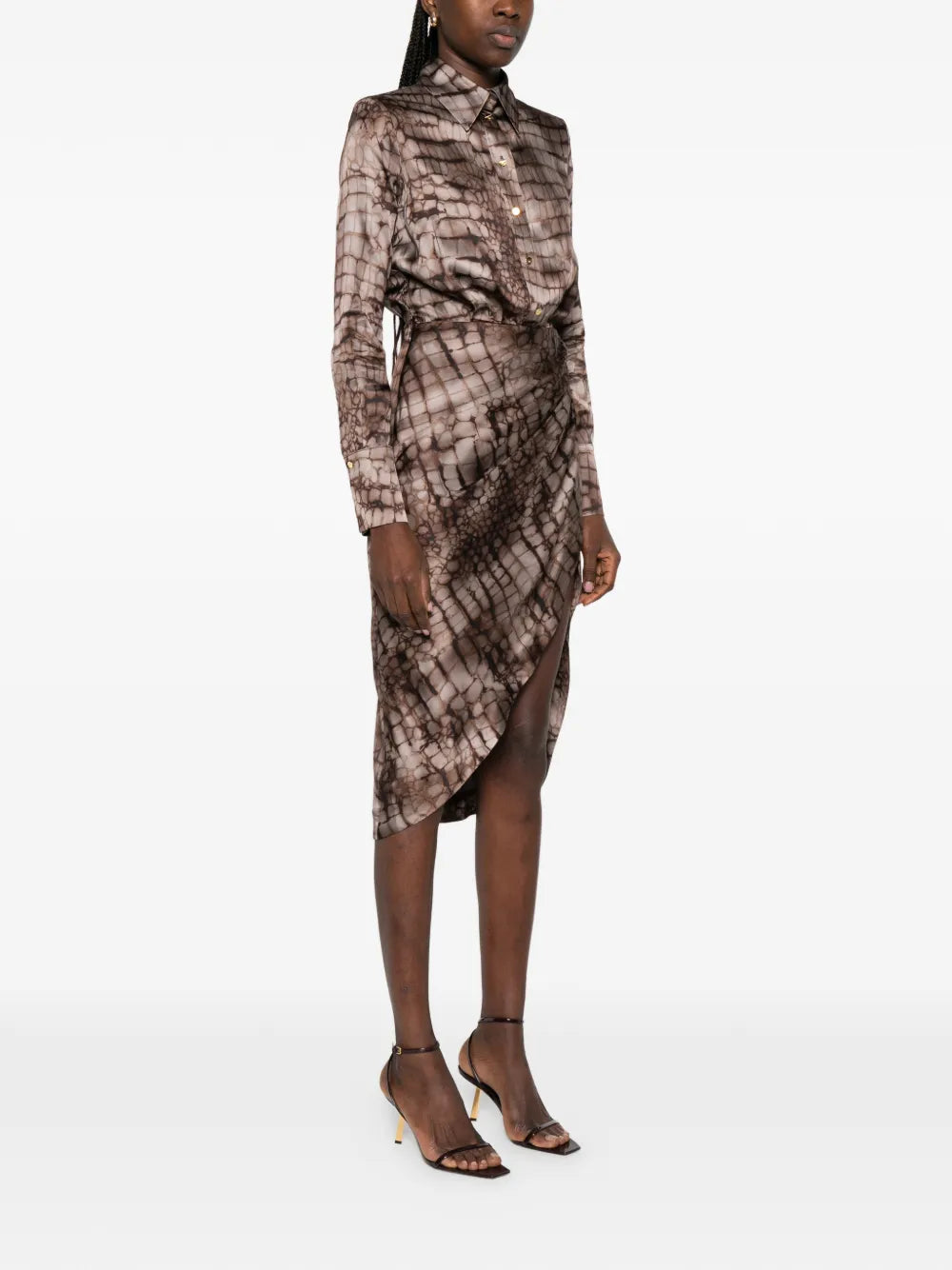 Elisabetta Franchi Collared Patterned Midi Dress