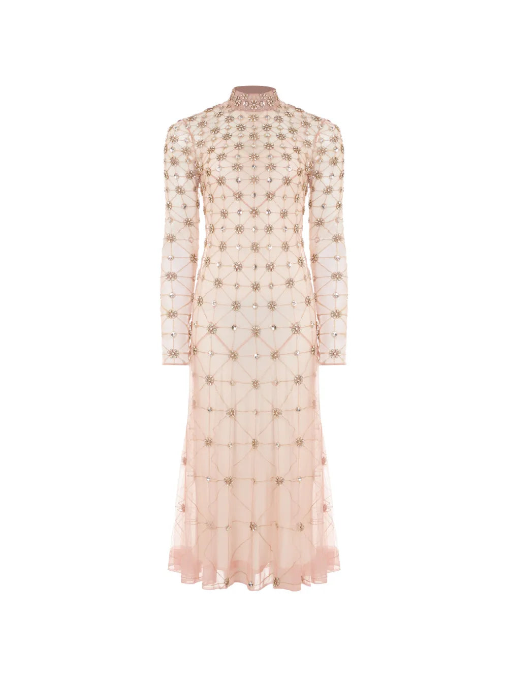 Temperley London Lattice Pattern Crystal Embellished Midi Dress