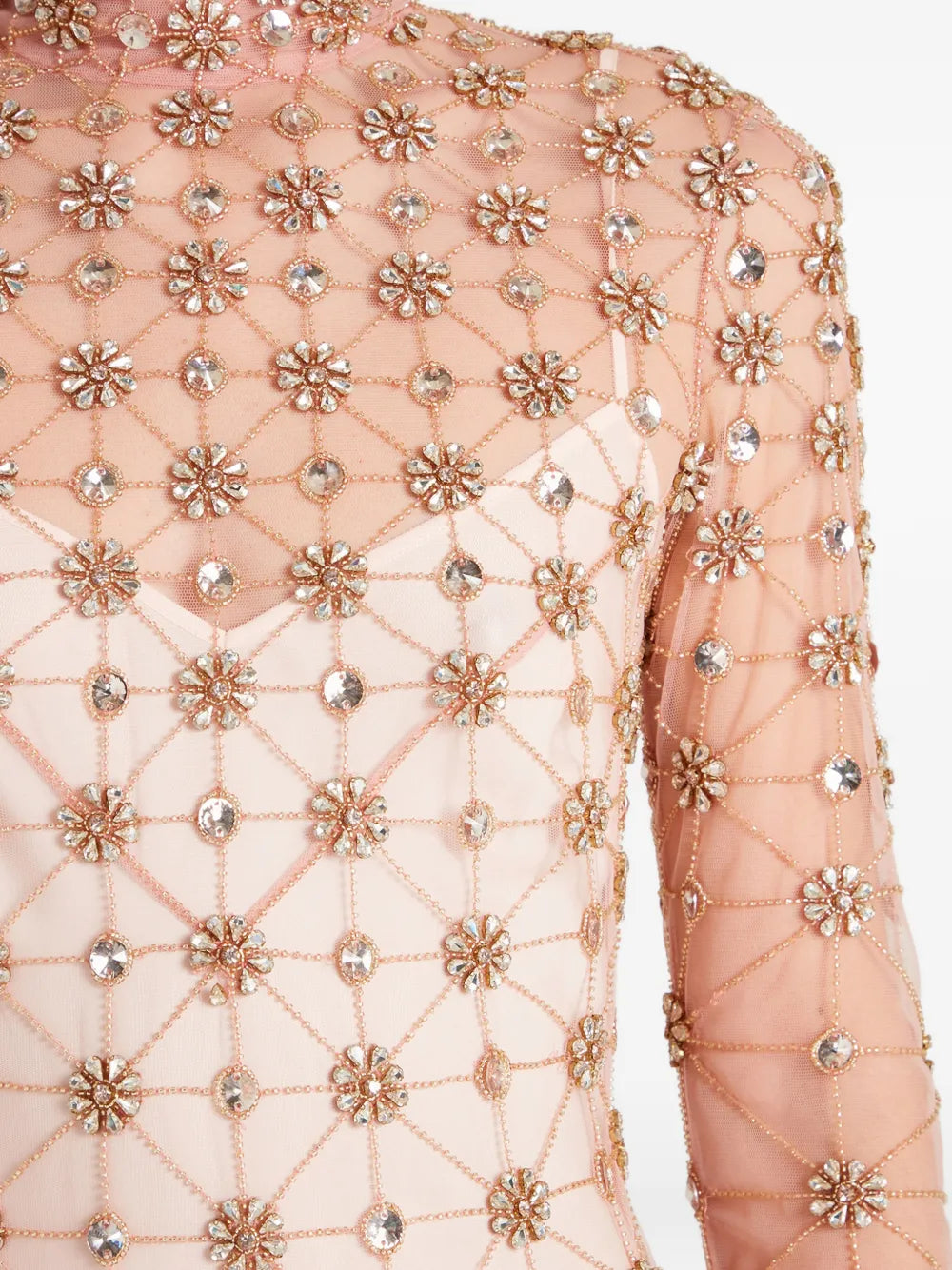 Temperley London Lattice Pattern Crystal Embellished Midi Dress